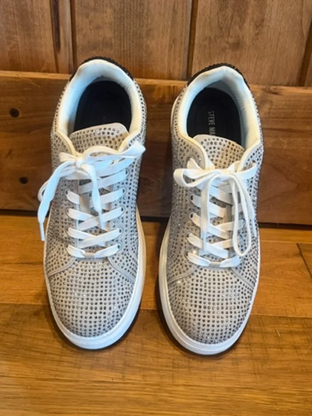 Steve Madden Rodman Rhinestone Sneakers Men’s Size 12 Silver Black